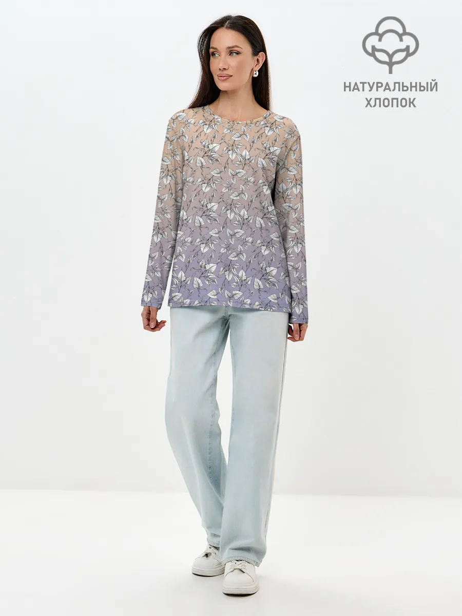 Лонгслив женский. Хлопок / Плющ и градиент