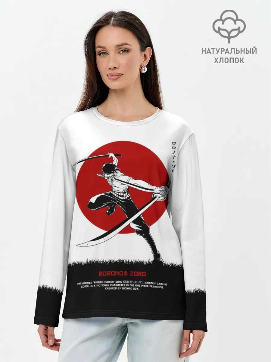 Лонгслив женский. Хлопок / Ророноа Зоро One Piece