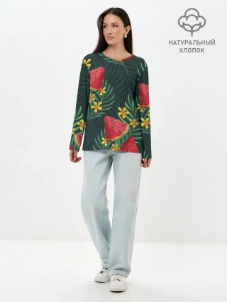 Лонгслив женский. Хлопок / Арзуб и папоротник