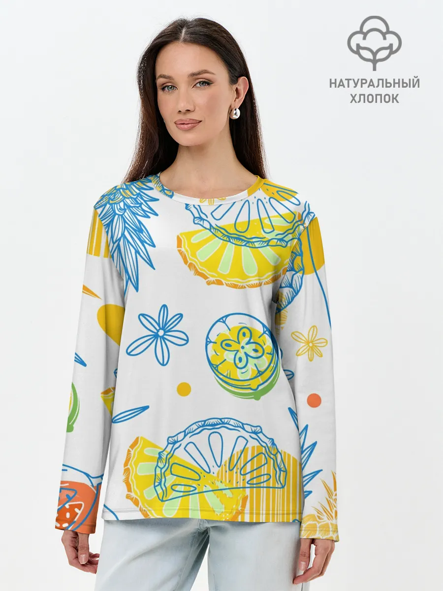Лонгслив женский. Хлопок / Фруктовое настроение