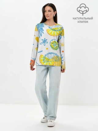 Лонгслив женский. Хлопок / Фруктовое настроение