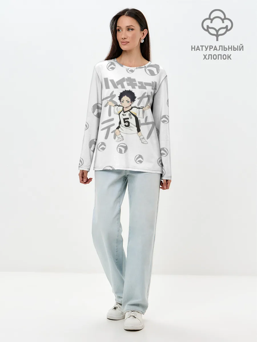 Лонгслив женский. Хлопок / Кейджи Акааши Академия Фукуродани