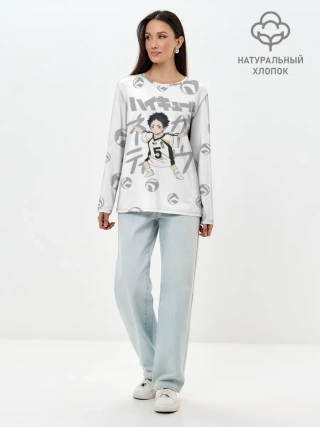 Лонгслив женский. Хлопок / Кейджи Акааши Академия Фукуродани