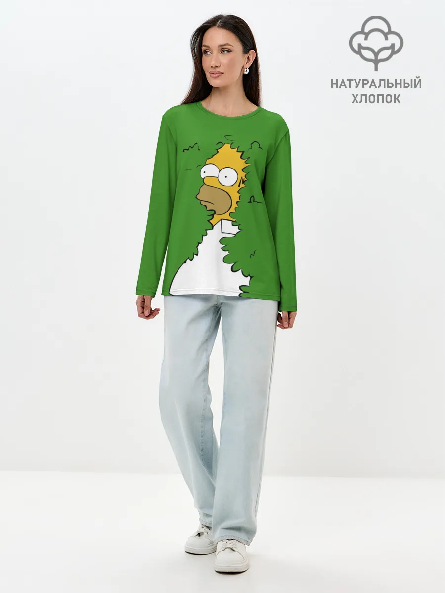 Лонгслив женский. Хлопок / Мем с Гомером
