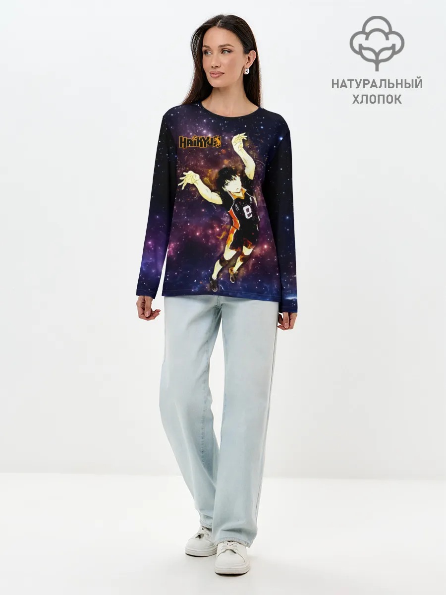 Лонгслив женский. Хлопок / Космический Тобио Кагеяма Haikyuu!!