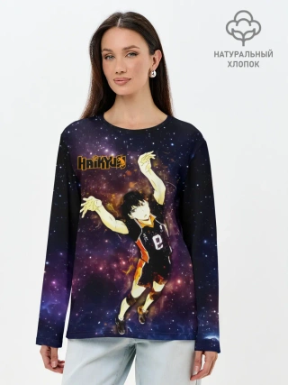 Лонгслив женский. Хлопок / Космический Тобио Кагеяма Haikyuu!!