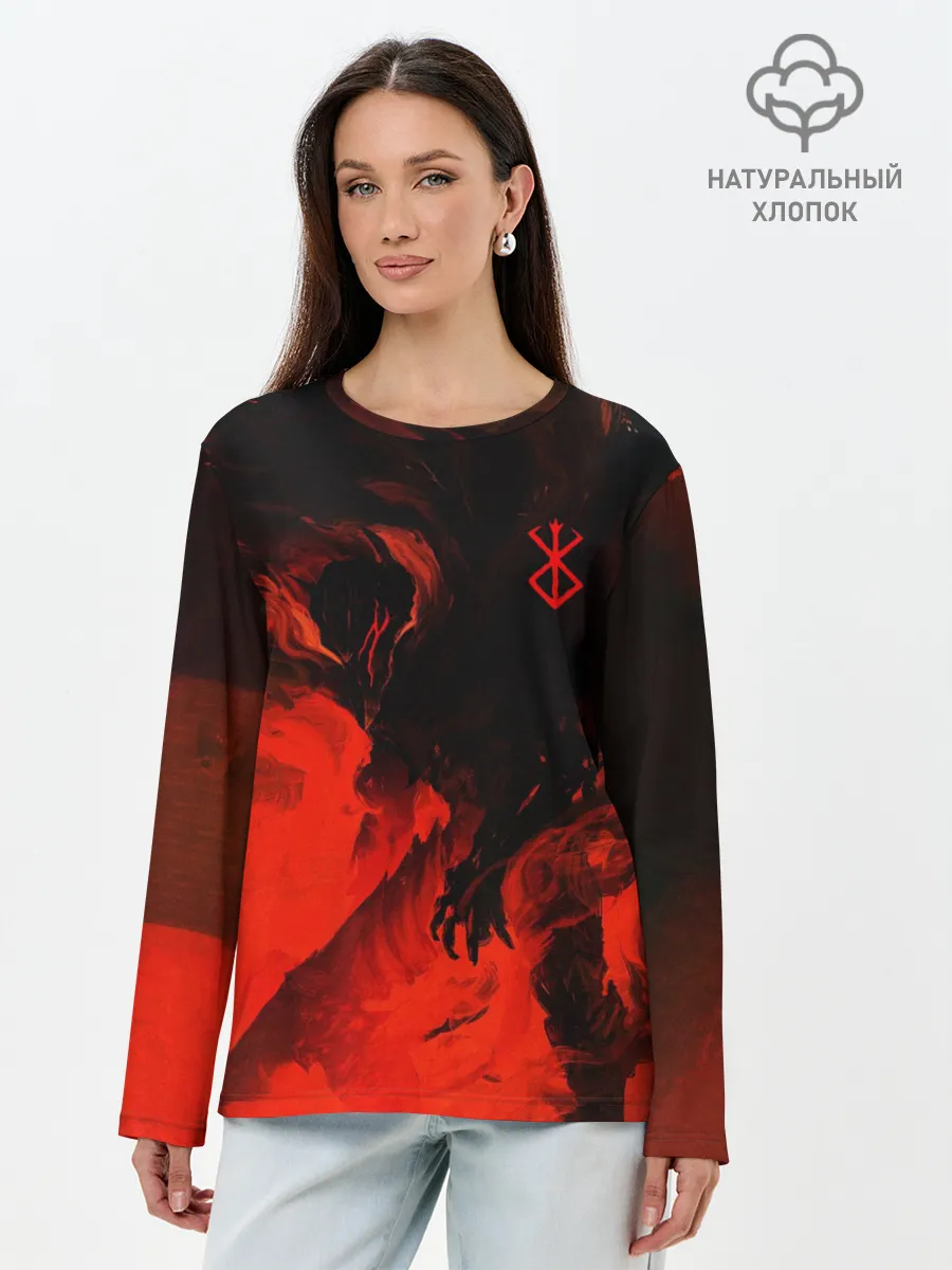Лонгслив женский. Хлопок / БЕРСЕРК красками