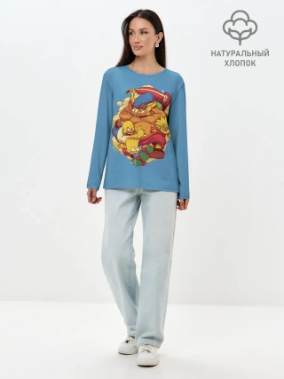 Лонгслив женский. Хлопок / Драка с Симпсонами