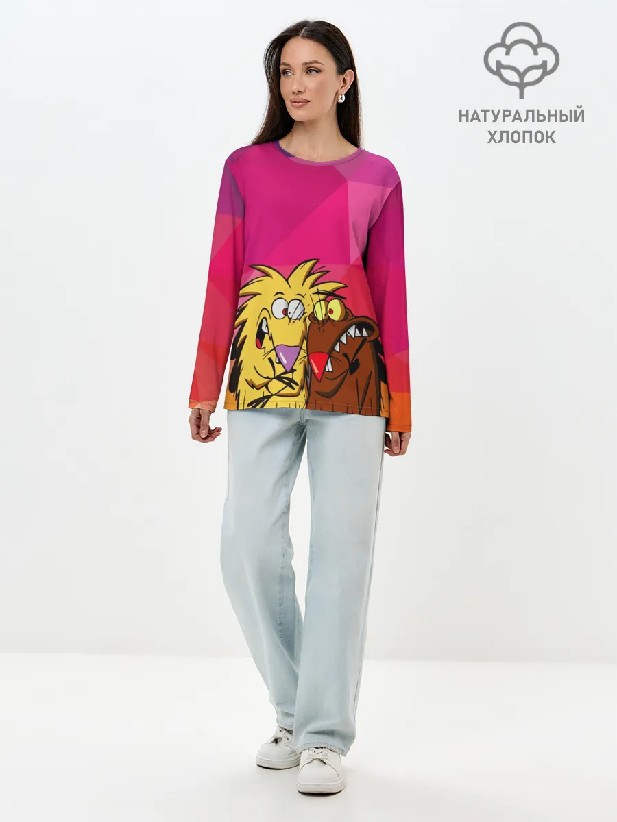 Лонгслив женский. Хлопок / Крутые Бобры!