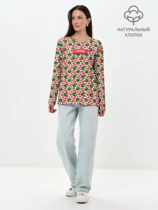 Лонгслив женский. Хлопок / Арбузы