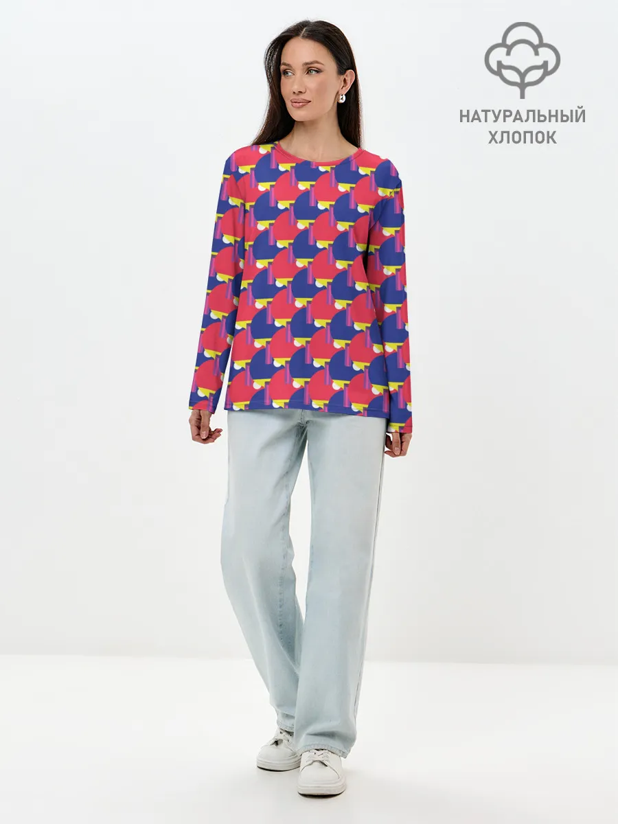 Лонгслив женский. Хлопок / Теннисные Ракетки