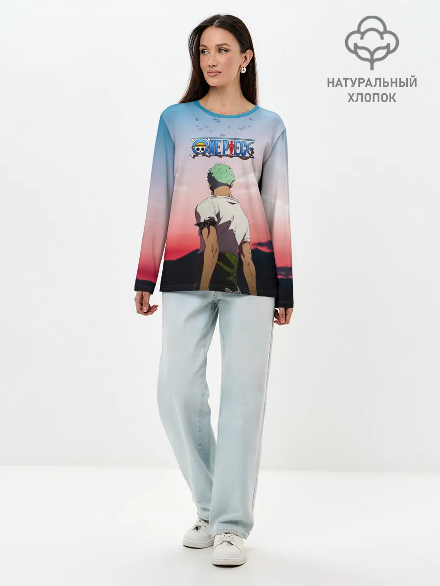 Лонгслив женский. Хлопок / Ророноа Зоро эпичный One Piece