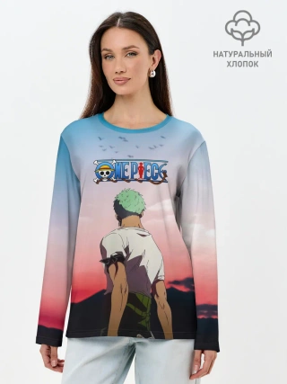 Лонгслив женский. Хлопок / Ророноа Зоро эпичный One Piece