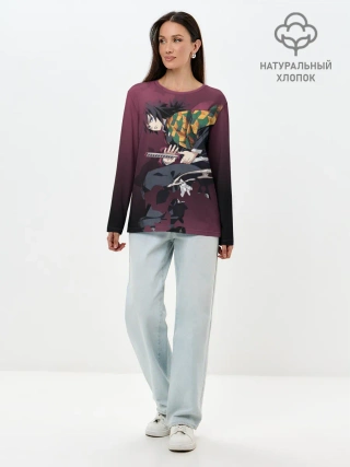 Лонгслив женский. Хлопок / Клинок, рассекающий демонов