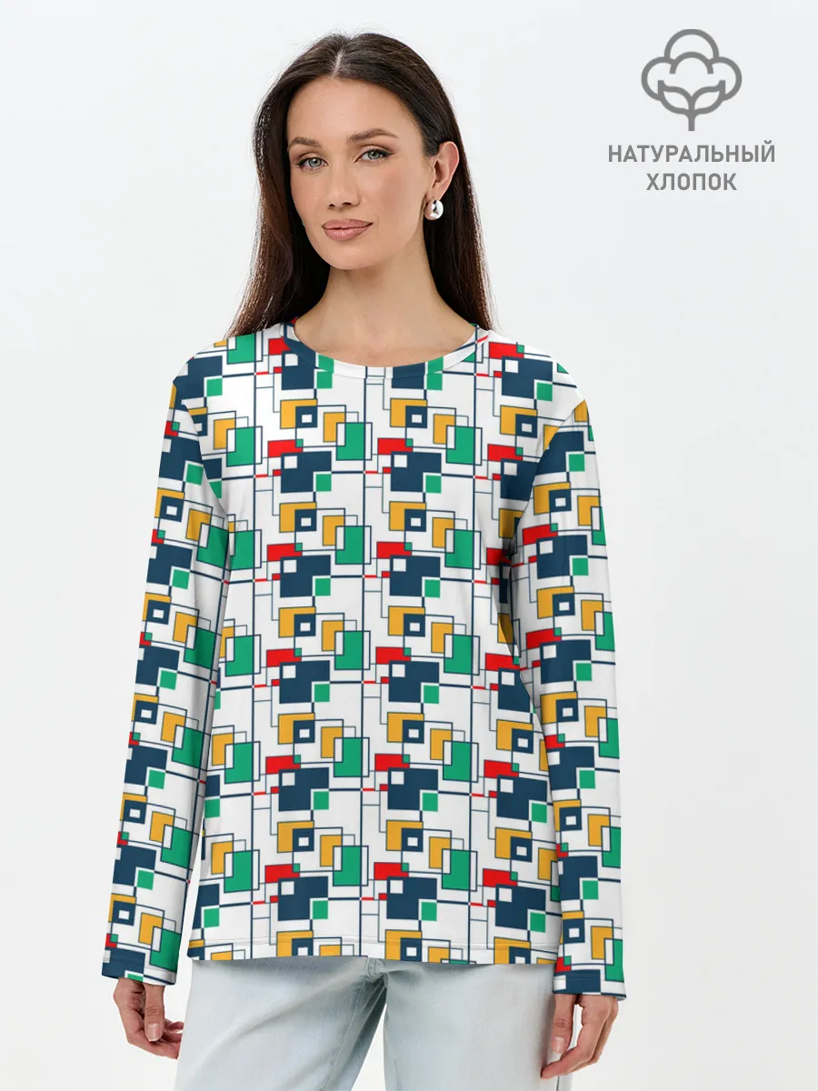 Лонгслив женский. Хлопок / Геометрия