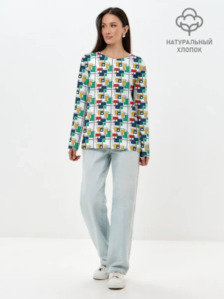 Лонгслив женский. Хлопок / Геометрия