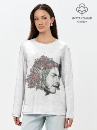 Лонгслив женский. Хлопок / Цветы в волосах