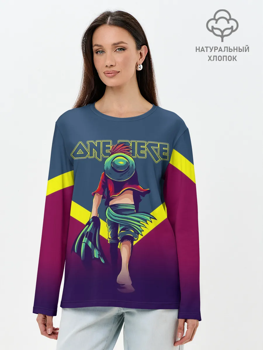 Лонгслив женский. Хлопок / Луффи One Piece. Большой куш