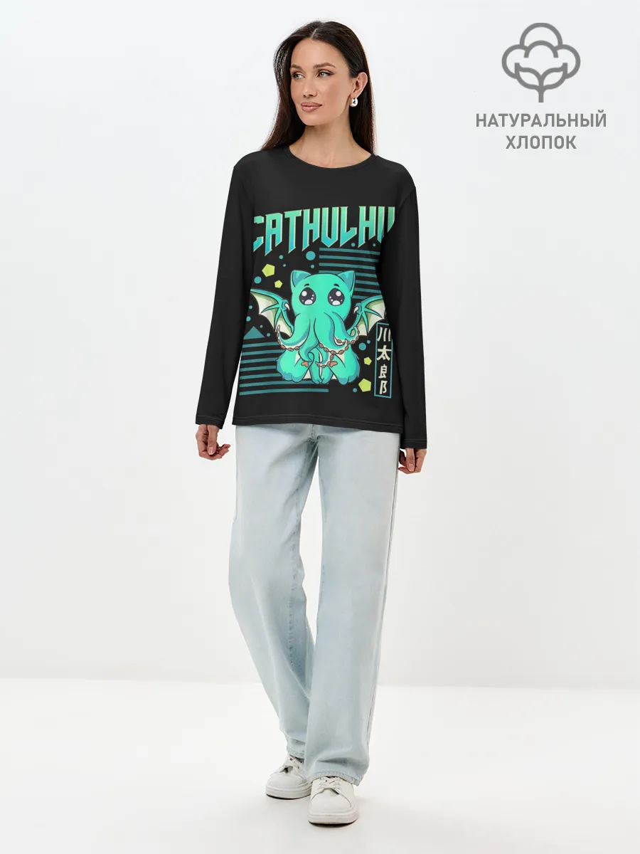 Лонгслив женский. Хлопок / CatHulhu