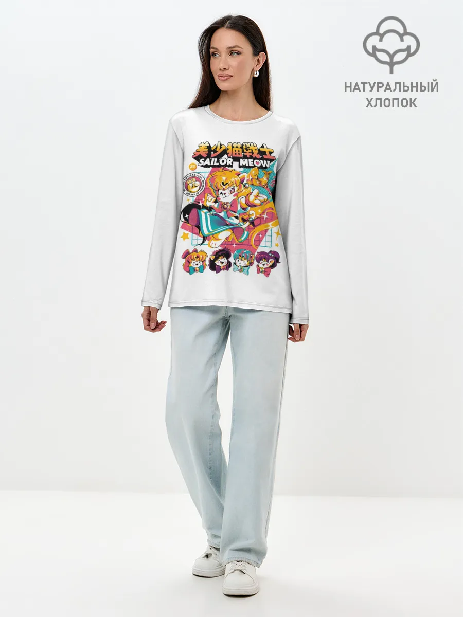 Лонгслив женский. Хлопок / Sailor Meow
