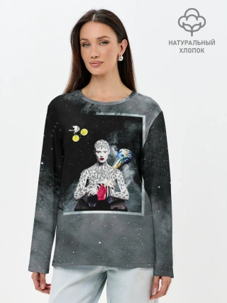 Лонгслив женский. Хлопок / Космос / Абстракция