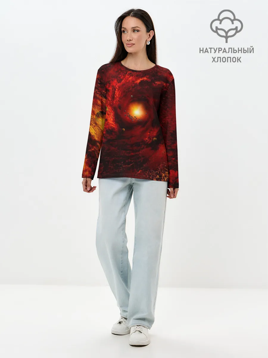 Лонгслив женский. Хлопок / КОСМИЧЕСКИЙ ВИХРЬ