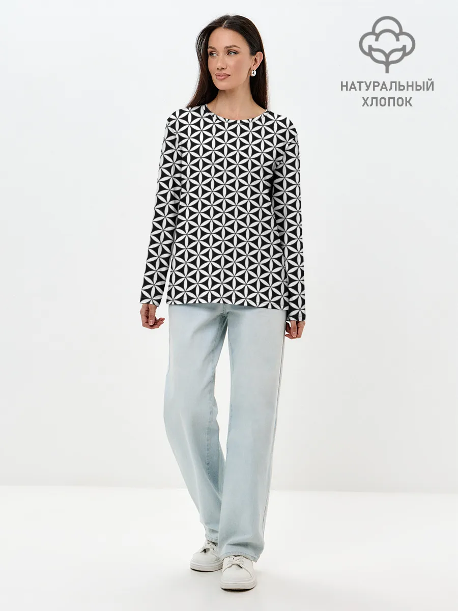 Лонгслив женский. Хлопок / Цветок Жизни