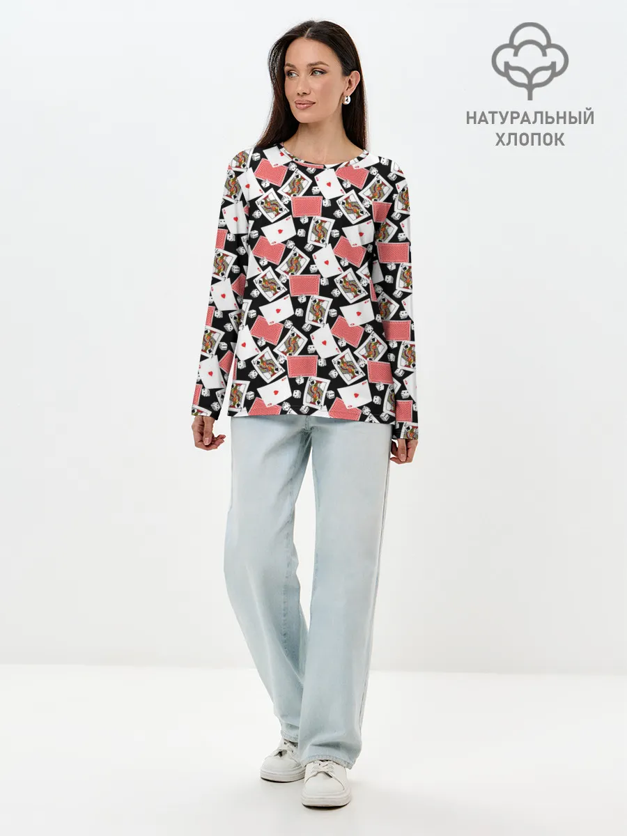 Лонгслив женский. Хлопок / Карты