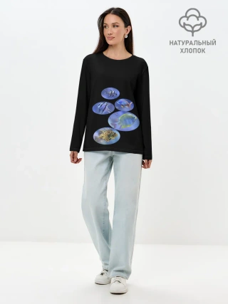 Лонгслив женский. Хлопок / Море внутри