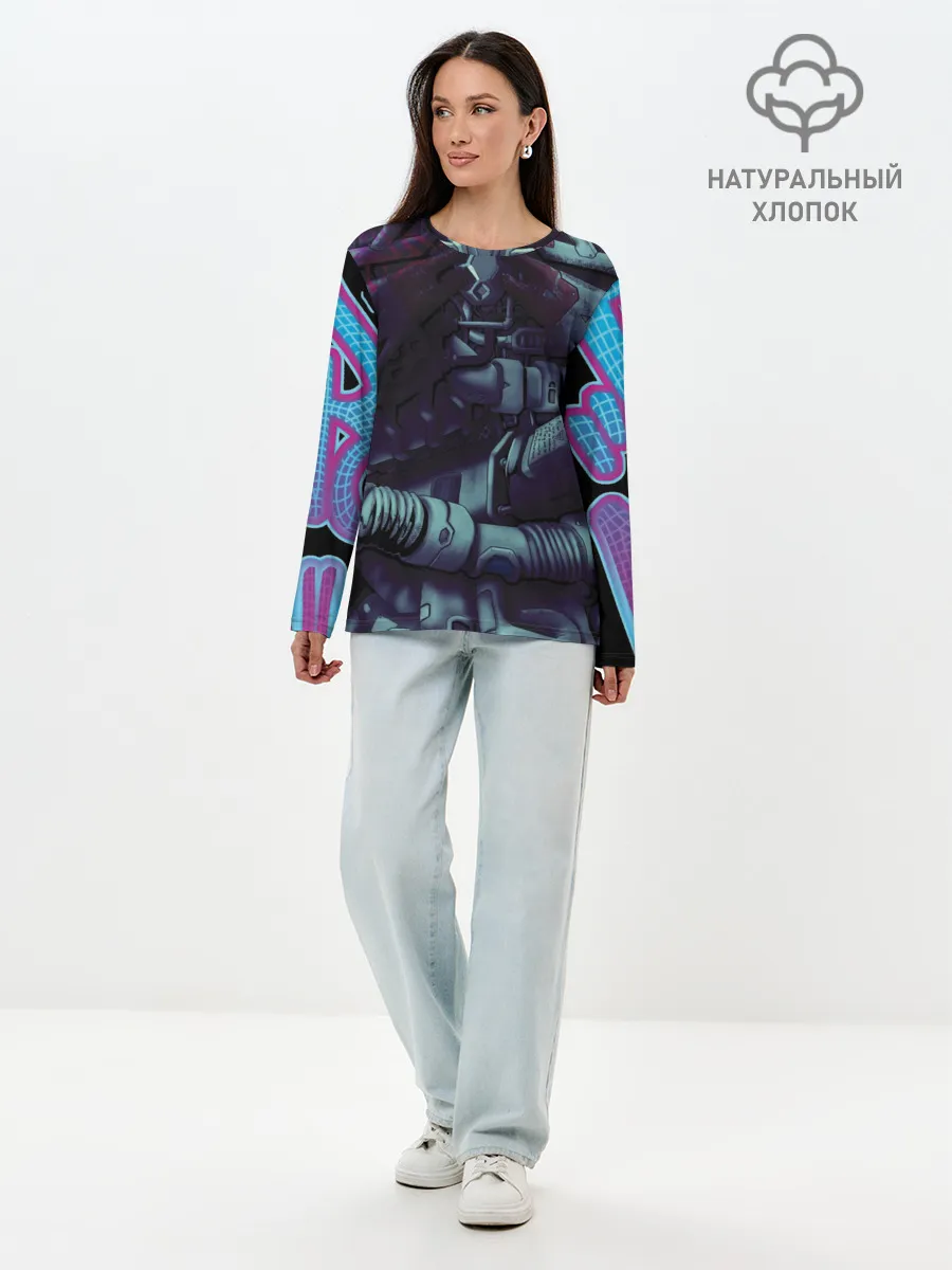 Лонгслив женский. Хлопок / Cuber skelet