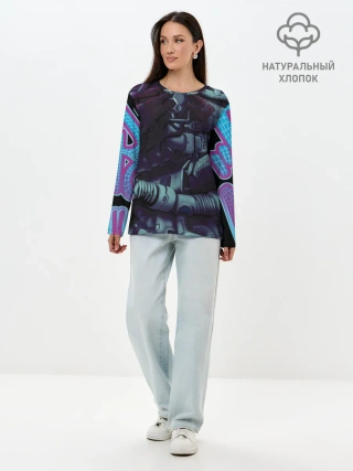 Лонгслив женский. Хлопок / Cuber skelet