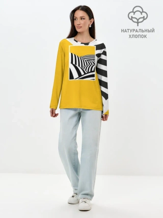 Лонгслив женский. Хлопок / Крути педали