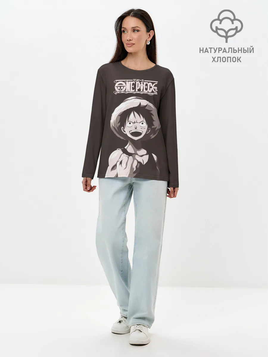 Лонгслив женский. Хлопок / One Piece | Манки Д. Луффи