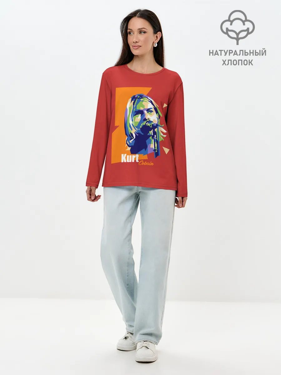 Лонгслив женский. Хлопок / Kurt Cobain