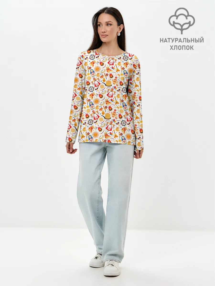 Лонгслив женский. Хлопок / Масленица
