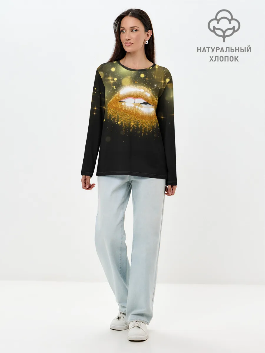 Лонгслив женский. Хлопок / Губы