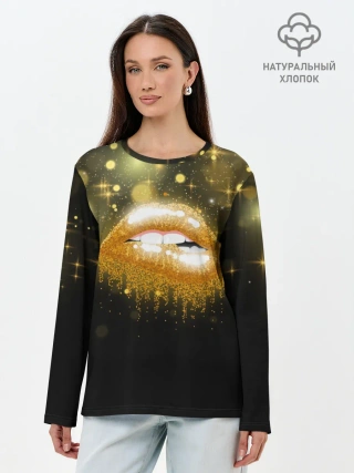 Лонгслив женский. Хлопок / Губы