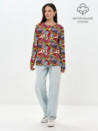 Лонгслив женский. Хлопок / Страны Мира