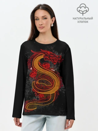 Лонгслив женский. Хлопок / НЕОНОВЫЙ ДРАКОН, 3d