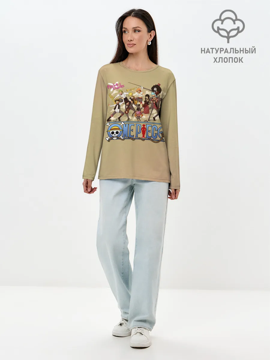 Лонгслив женский. Хлопок / Пираты Соломенной Шляпы | One Piece