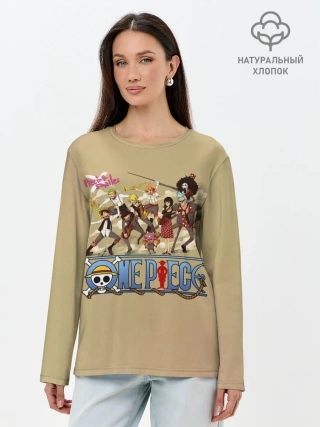Лонгслив женский. Хлопок / Пираты Соломенной Шляпы | One Piece
