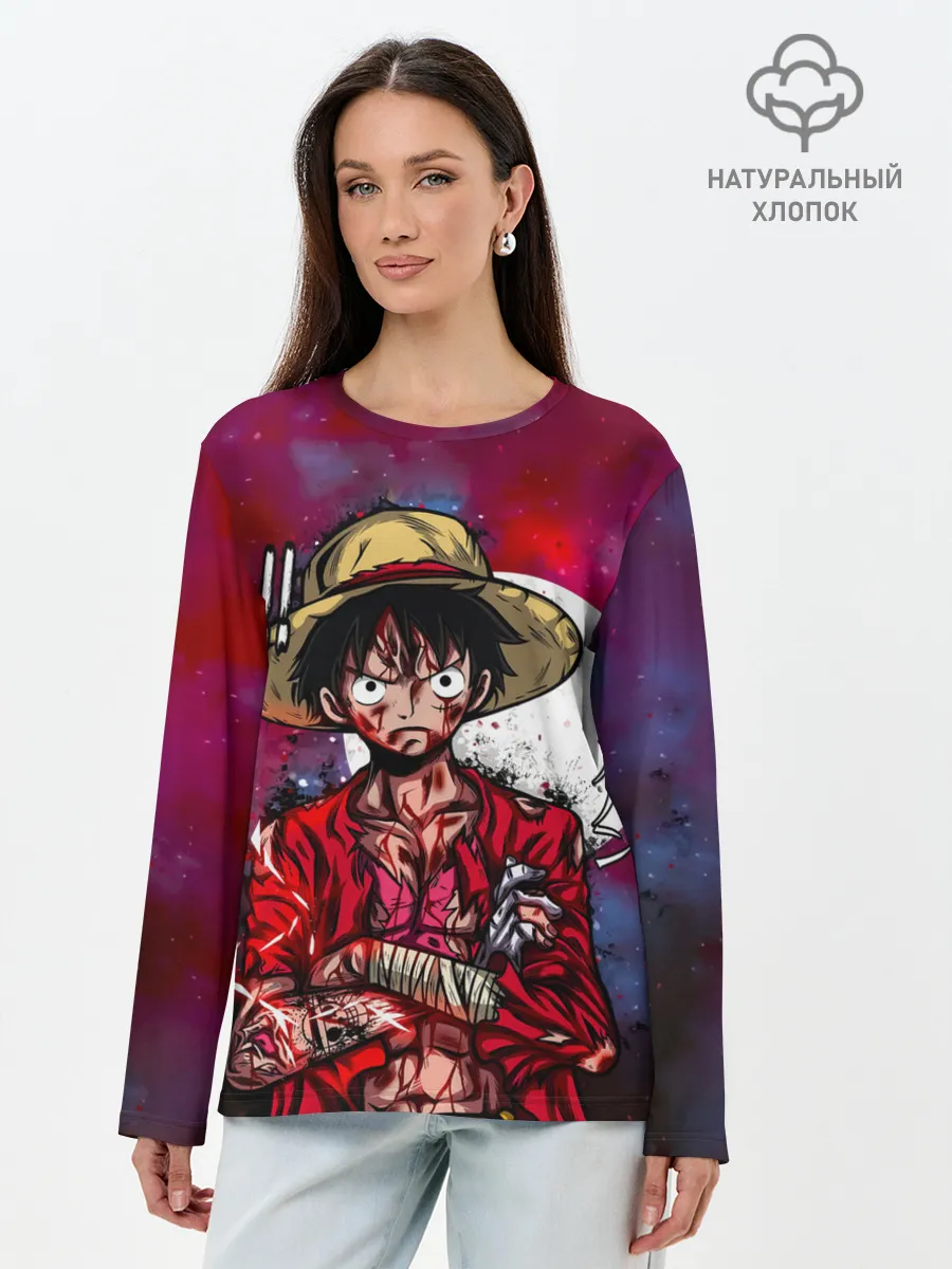 Лонгслив женский. Хлопок / Луффи One Piece. Большой куш