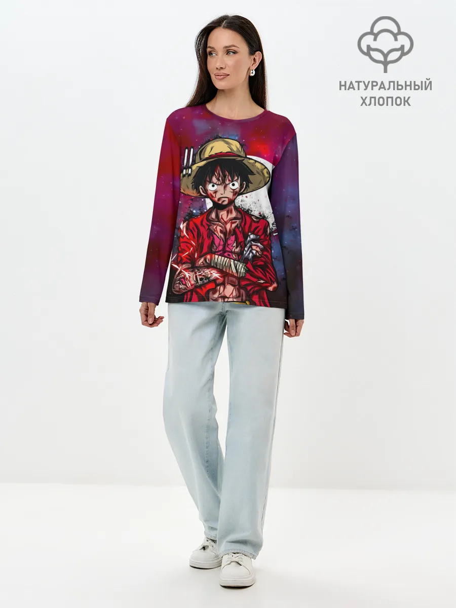 Лонгслив женский. Хлопок / Луффи One Piece. Большой куш