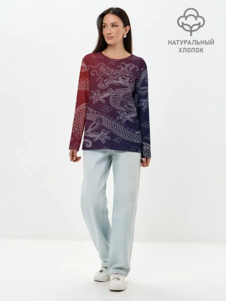 Лонгслив женский. Хлопок / Традиционный китайский дракон