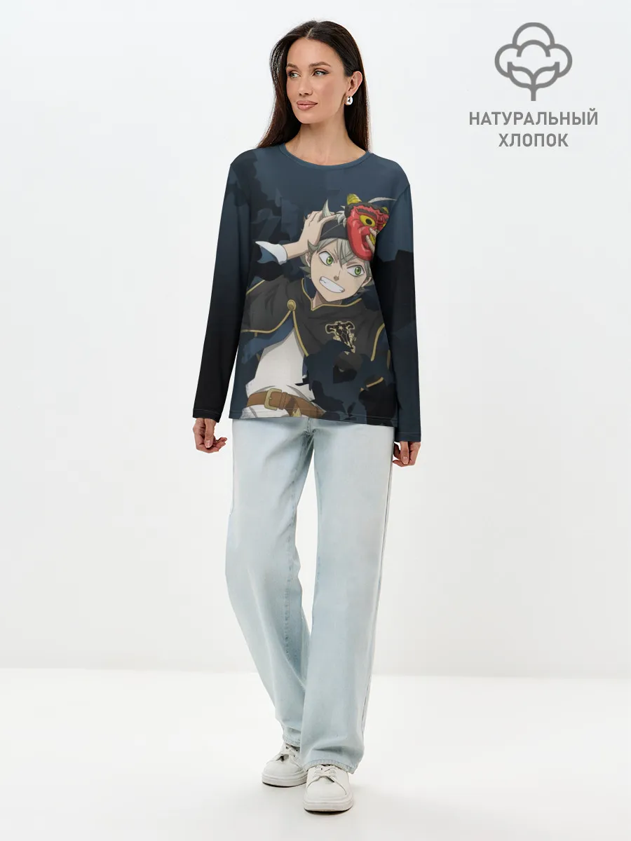 Лонгслив женский. Хлопок / Черный клевер