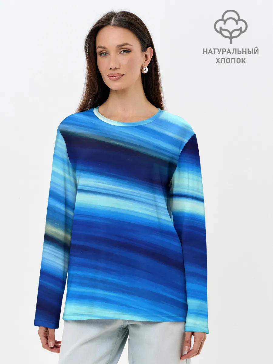 Лонгслив женский. Хлопок / Морской