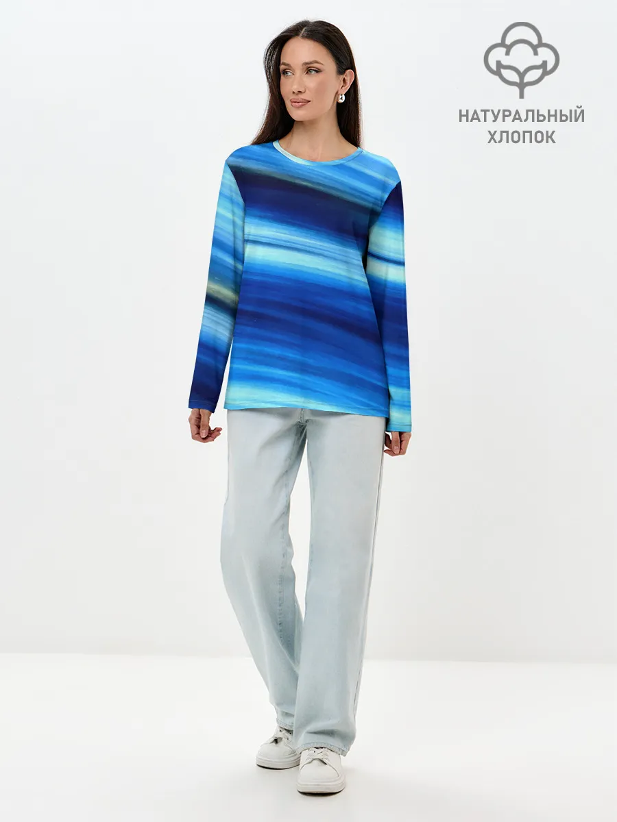 Лонгслив женский. Хлопок / Морской