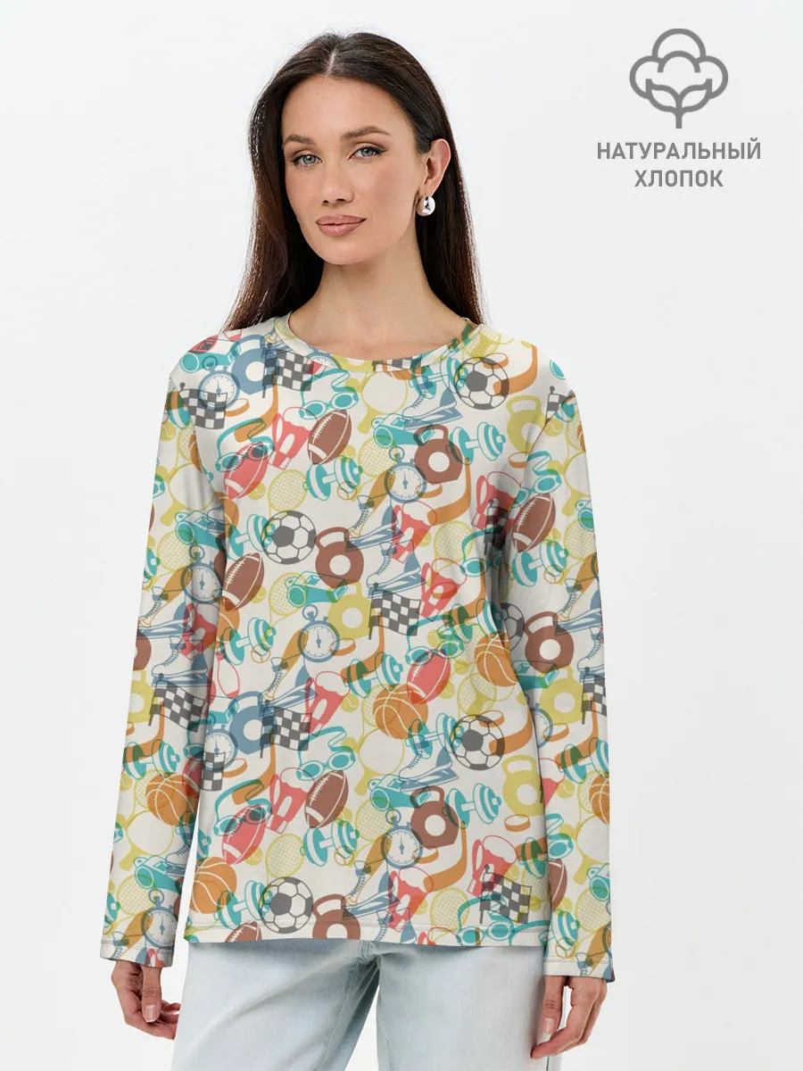 Лонгслив женский. Хлопок / Разный Спорт