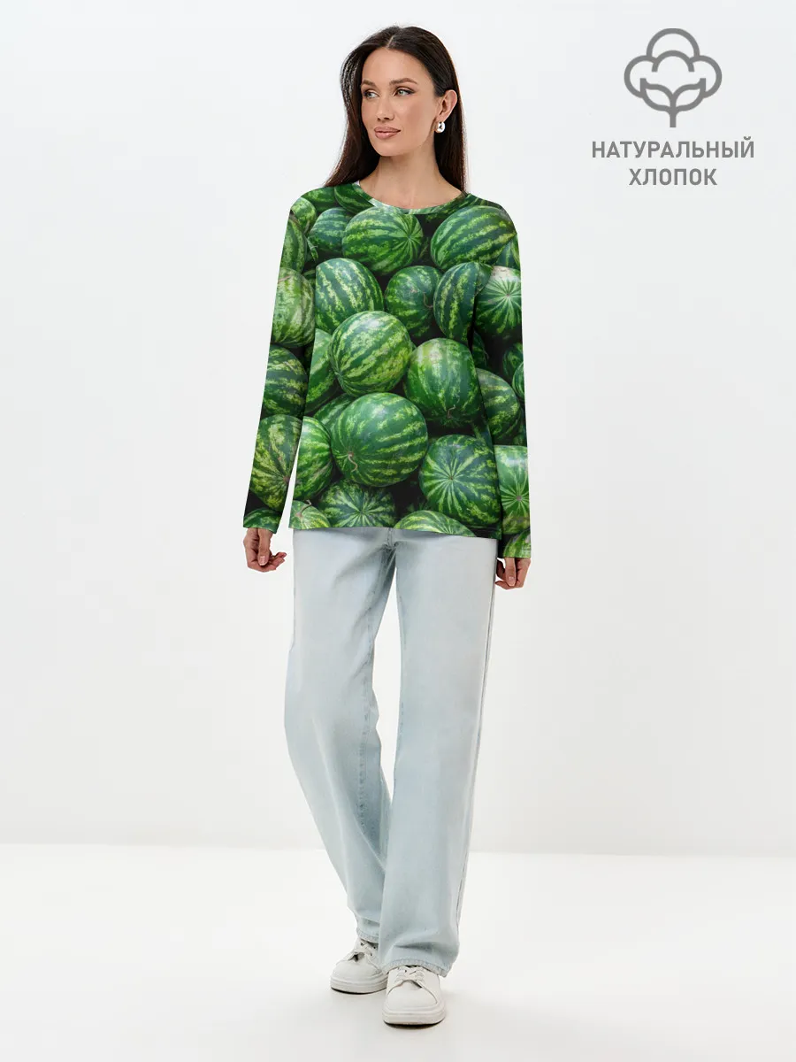 Лонгслив женский. Хлопок / Арбузы