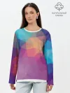 Лонгслив женский. Хлопок / Цветные полигоны - Градиент